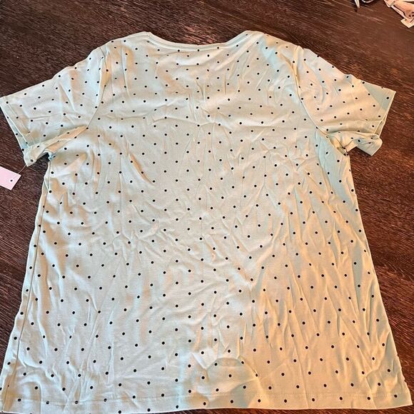 Croft & Barrow Mint Polka Dot Classic V-Neck T-Shirt sz 1X NWT - Picture 4 of 5